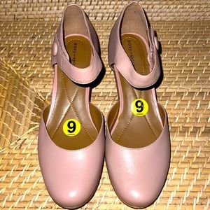 EASY SPIRIT Womens Brown Button Clarice Toe Block Heel Leather Pumps 9M